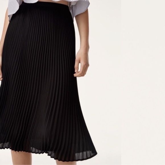 Aritzia Babaton Jude Skirt High Rise Pleated Midi Skirt Black - Picture 1 of 16